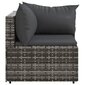 vidaXL Kampinės sofos su pagalvėlėmis, 2vnt., pilkos, poliratanas kaina ir informacija | Lauko kėdės, foteliai, pufai | pigu.lt
