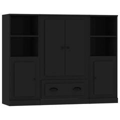 vidaXL Komodos, 3vnt., juodos spalvos, apdirbta mediena цена и информация | Шкафчики в гостиную | pigu.lt