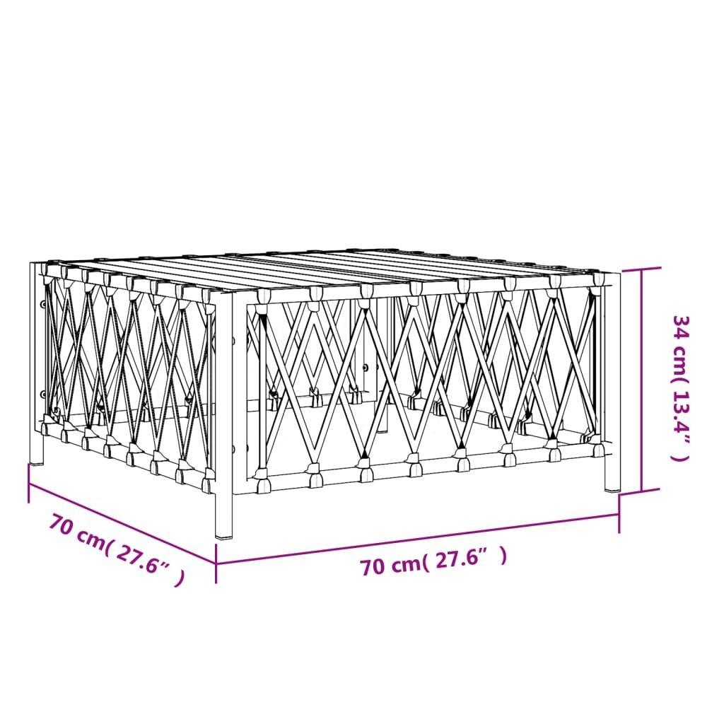 vidaXL Sodo stalas, baltos spalvos, 70x70x34cm, austas audinys kaina ir informacija | Lauko stalai, staliukai | pigu.lt