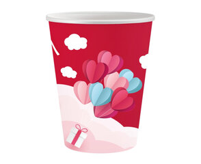 Vienkartiniai popieriniai puodeliai Love Is In The Air, 250 ml kaina ir informacija | Vienkartiniai indai šventėms | pigu.lt