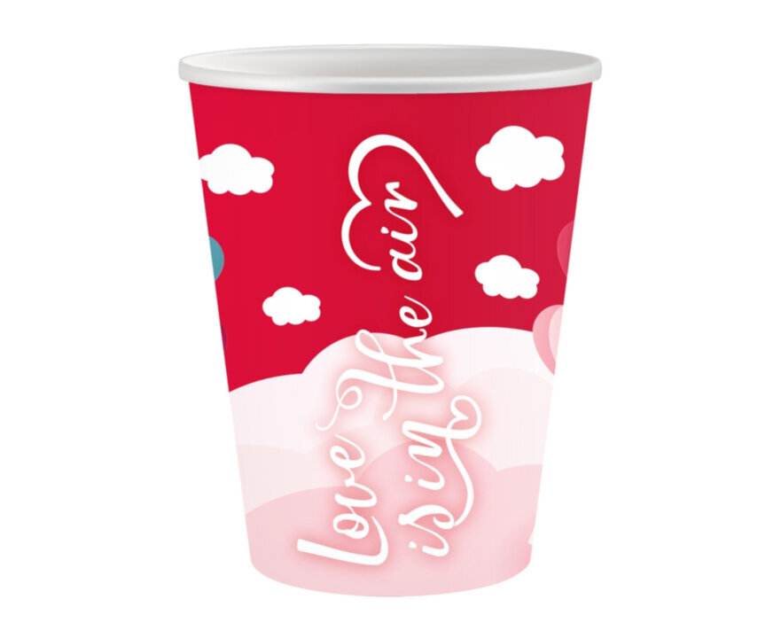 Vienkartiniai popieriniai puodeliai Love Is In The Air, 250 ml kaina ir informacija | Vienkartiniai indai šventėms | pigu.lt