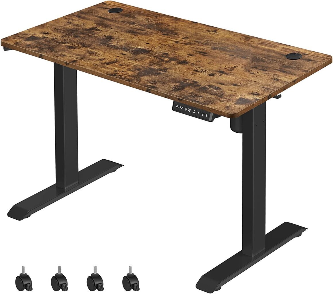 Elektrinis reguliuojamo aukščio rašomasis stalas Songmics , 140 x 70, rudos/juodos spalvos kaina ir informacija | Kompiuteriniai, rašomieji stalai | pigu.lt