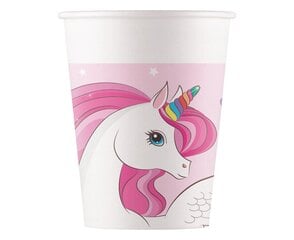 Vienkartiniai popieriniai puodeliai Unicorn Rainbow, 200 ml kaina ir informacija | Vienkartiniai indai šventėms | pigu.lt