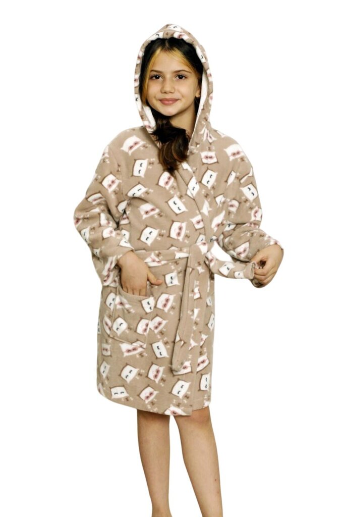 Chalatas mergaitėms Cocoon 580710*01, smėlio spalvos kaina ir informacija | Pižamos, chalatai mergaitėms | pigu.lt