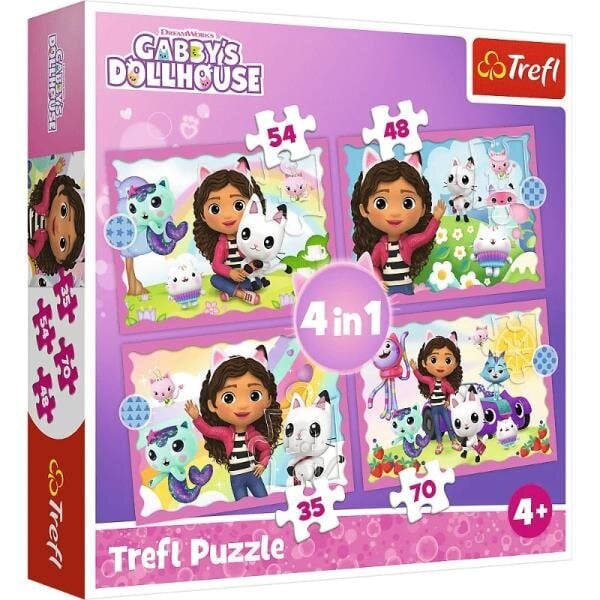 Delionių rinkinys Trefl Gabby´s Dollhouse 4in1 цена и информация | Dėlionės (puzzle) | pigu.lt