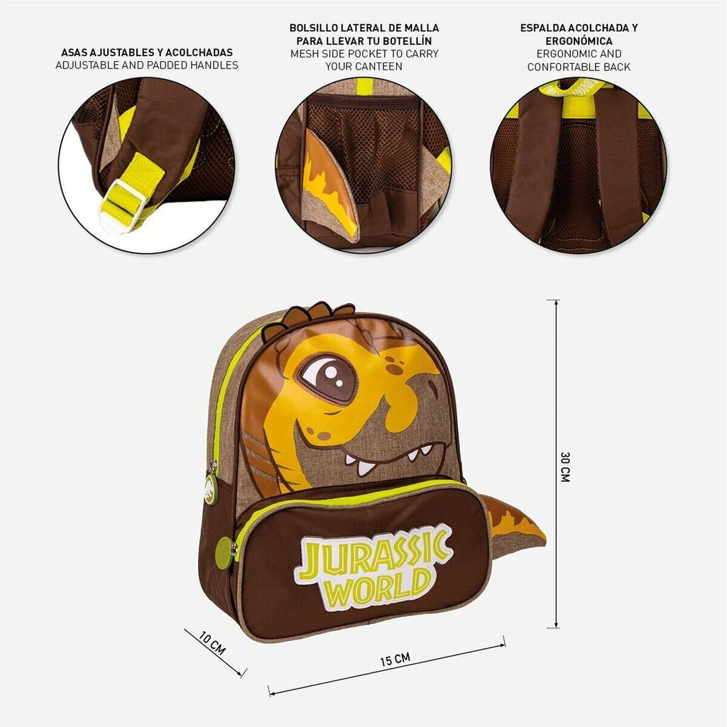 Mokyklinis krepšys Cerda Jurassic Park Ochra, rudas цена и информация | Kuprinės mokyklai, sportiniai maišeliai | pigu.lt