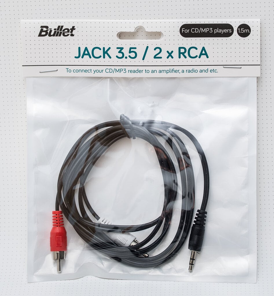 Bullet, Aux 3.5 mm/RCA, 1.5 m цена и информация | Kabeliai ir laidai | pigu.lt