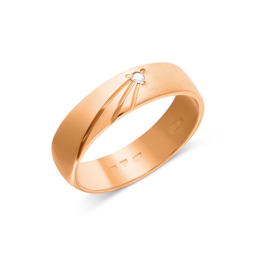 Auksinis vestuvinis žiedas su deimantu ZLGR005MMD190 цена и информация | Žiedai | pigu.lt