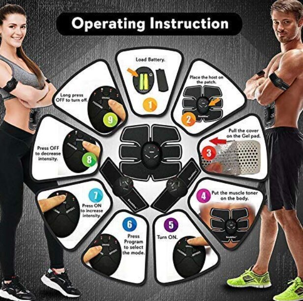 Elektrinis raumenų stimuliatorius Renkai Smart Fitness 5in1, juodas цена и информация | Preso treniruokliai | pigu.lt