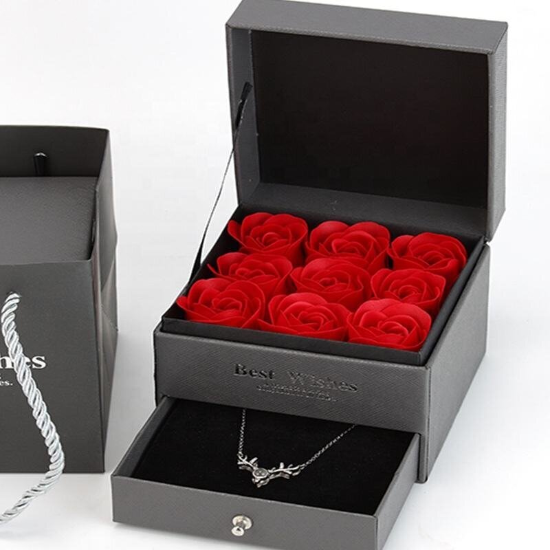 Dovanų dėžutė su 9 muilinėmis rožėmis (papuošalai į dovanų rinkinį neįeina), LIVMAN kaina ir informacija | Kitos originalios dovanos | pigu.lt