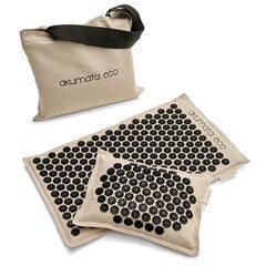 Akupunktūrinis kilimėlis su pagalvėle Akumata Eco, juodos ir smėlio spalvos цена и информация | Аксессуары для массажа | pigu.lt
