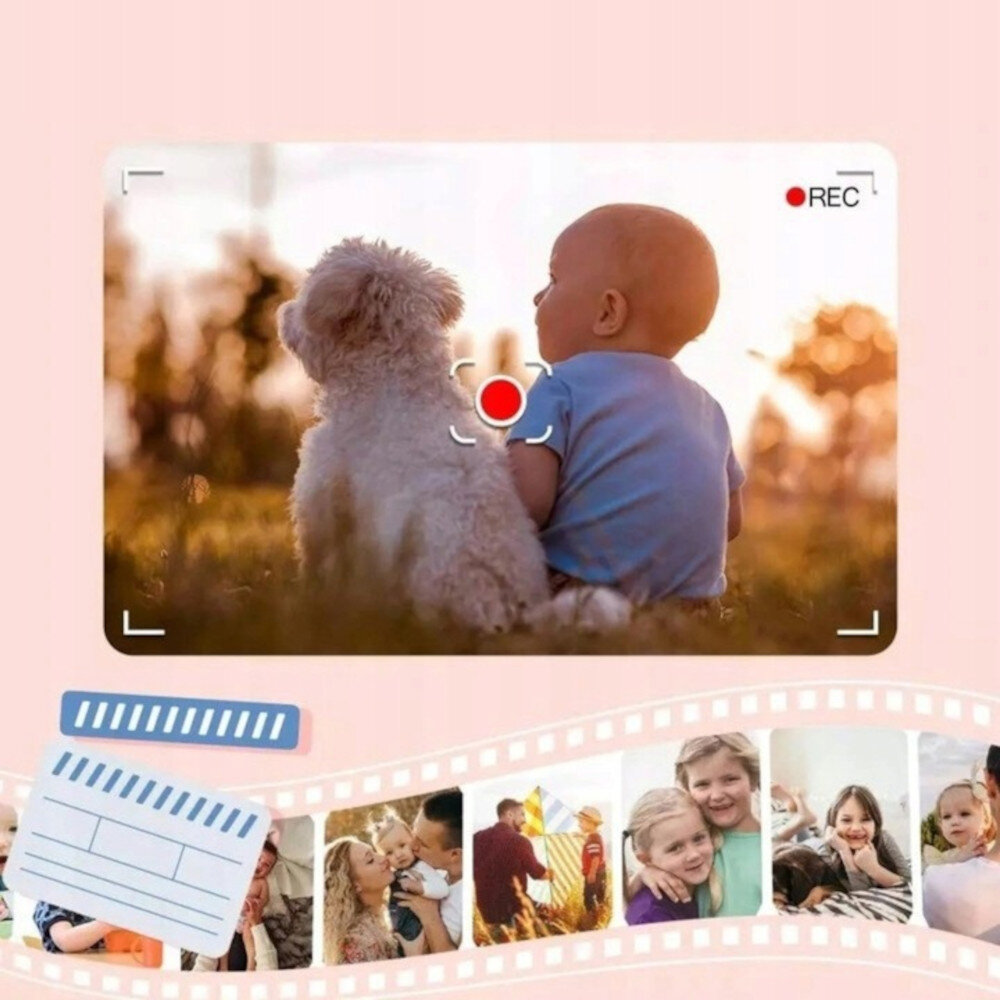 Vaikiškas fotoaparatas 40 Mpx su SD kortele, rožinis kaina ir informacija | Skaitmeniniai fotoaparatai | pigu.lt