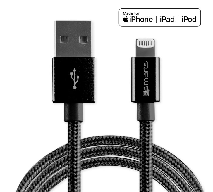 USB-A prie Lightning Cable RapidCord 1m juodas *MFi sertifikuotas kaina ir informacija | Kabeliai ir laidai | pigu.lt