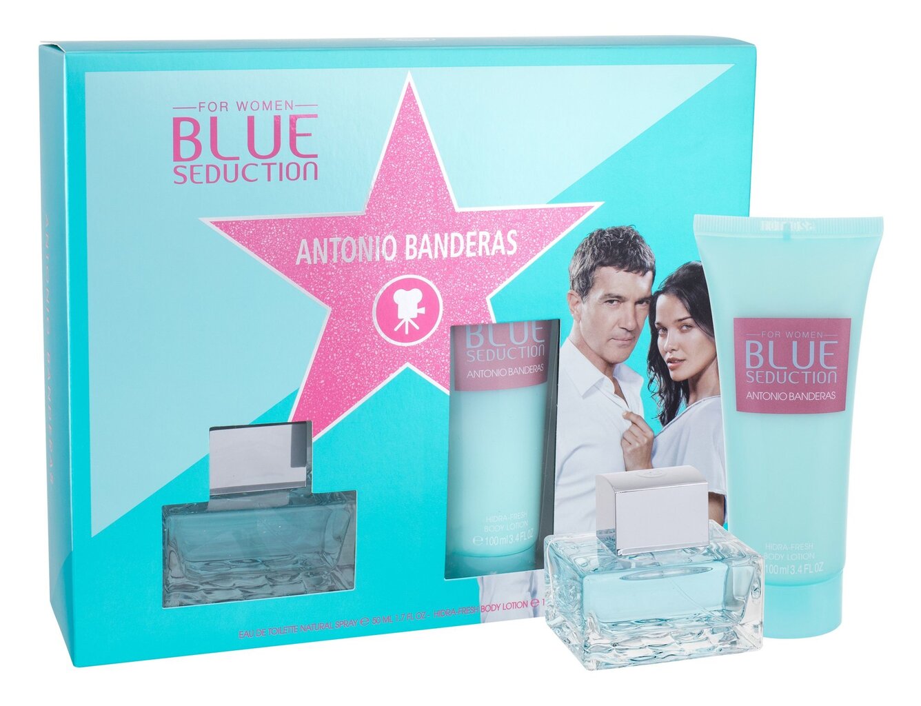 Rinkinys Antonio Banderas Blue Seduction moterims: tualetinis vanduo EDT, 50 ml + kūno losjonas, 100 ml kaina ir informacija | Kvepalai moterims | pigu.lt