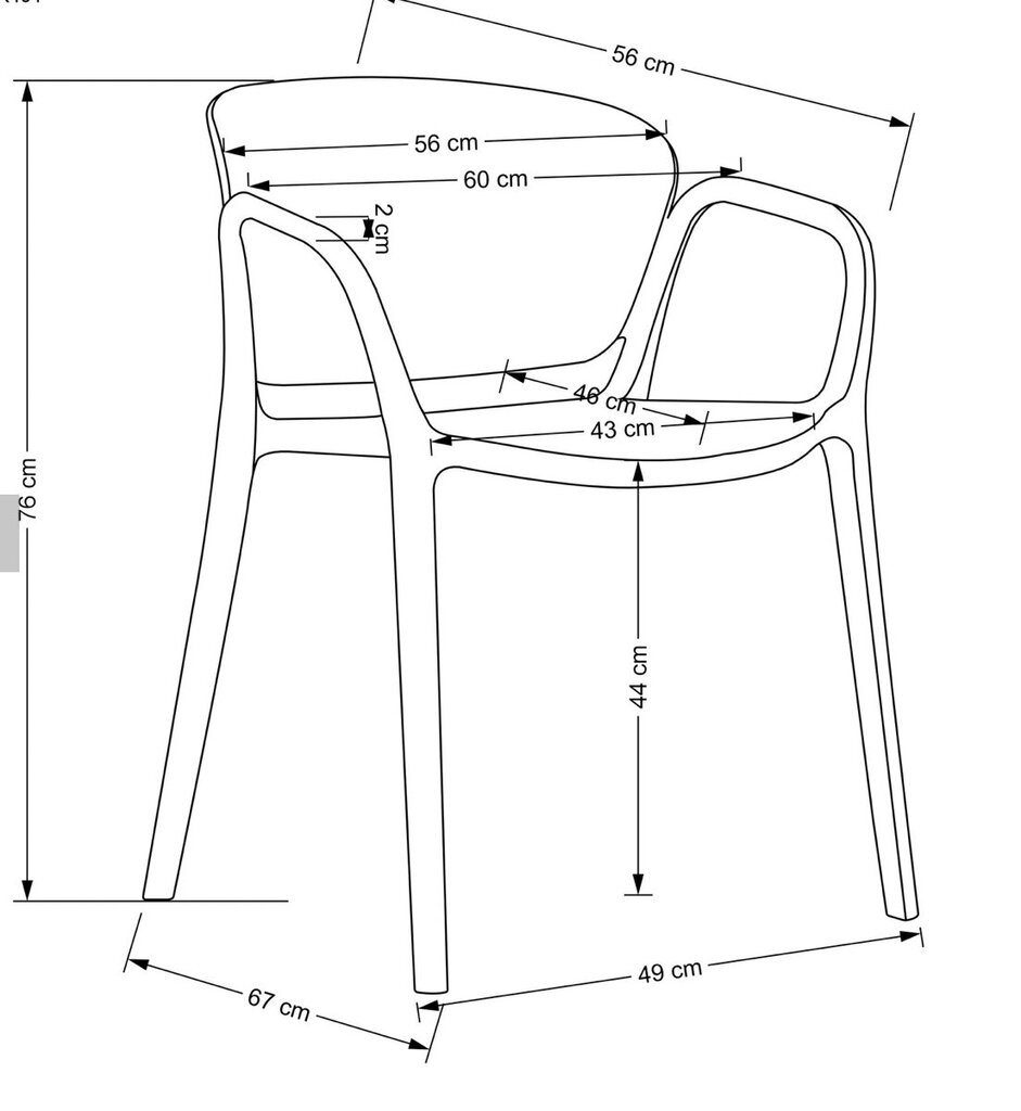 4-ių kėdžių komplektas K491, baltas kaina ir informacija | Virtuvės ir valgomojo kėdės | pigu.lt