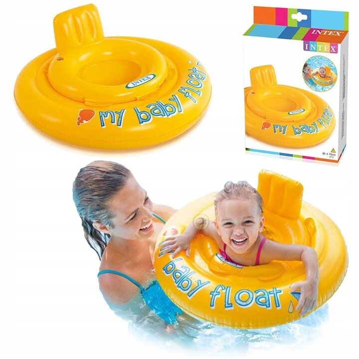 Vaikiškas plaukimo ratas su sėdyne Intex My Baby Float, 65x73cm, gelotnas kaina ir informacija | Pripučiamos ir paplūdimio prekės | pigu.lt