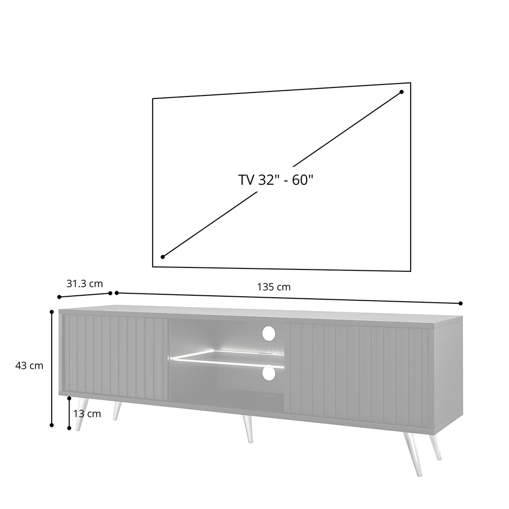 TV staliukas Selsey Bello 135 cm, juodas/rudas kaina ir informacija | TV staliukai | pigu.lt