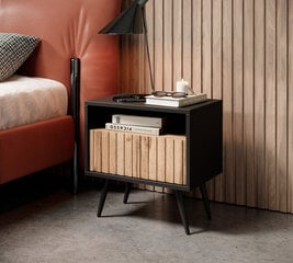 Naktinis staliukas Selsey Bello, juodas/rudas/auksinės spalvos kaina ir informacija | Spintelės prie lovos | pigu.lt