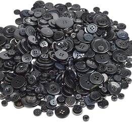 Įvairių dydžių juodų spalvų sagų rinkinys, 100 g kaina ir informacija | Siuvimo reikmenys | pigu.lt