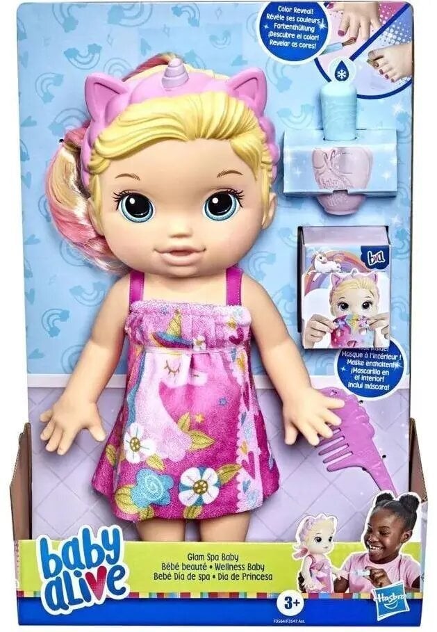 Lėlė Hasbro Baby Alive Glam Spa F3564 kaina ir informacija | Žaislai mergaitėms | pigu.lt