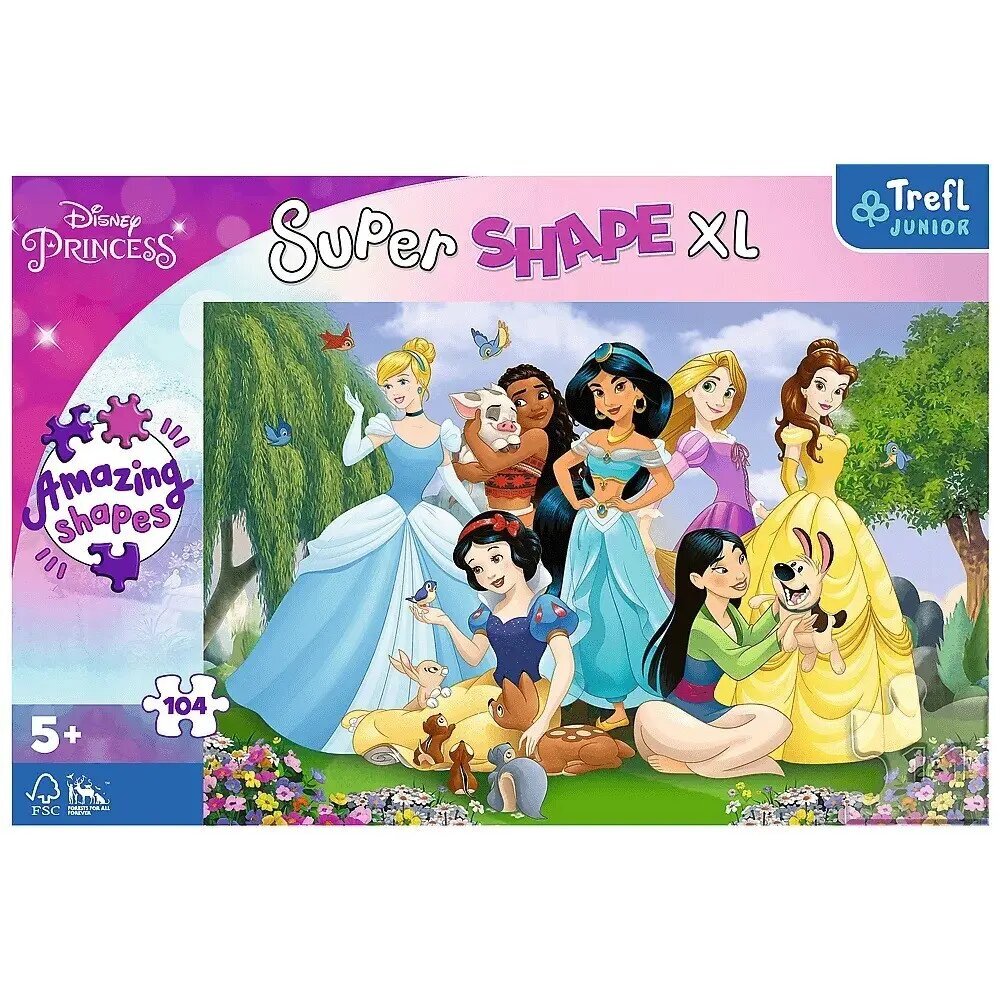 Dėlionė su Disney princesėm Trefl XL Super Shape, 104 d. kaina ir informacija | Dėlionės (puzzle) | pigu.lt