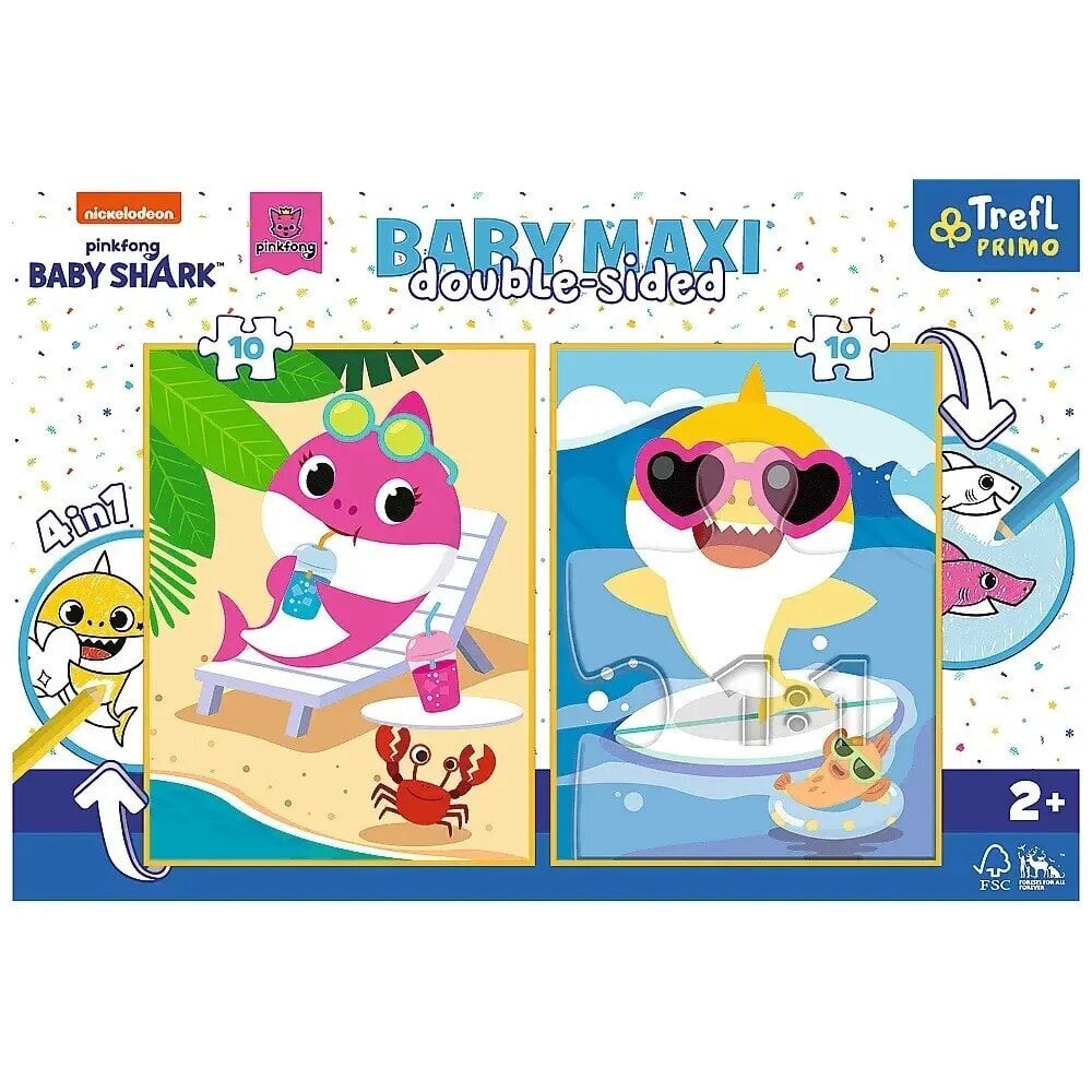 Dėlionė su rykliais Trefl Baby Maxi Baby Shark 4in1, 20 d. kaina ir informacija | Dėlionės (puzzle) | pigu.lt