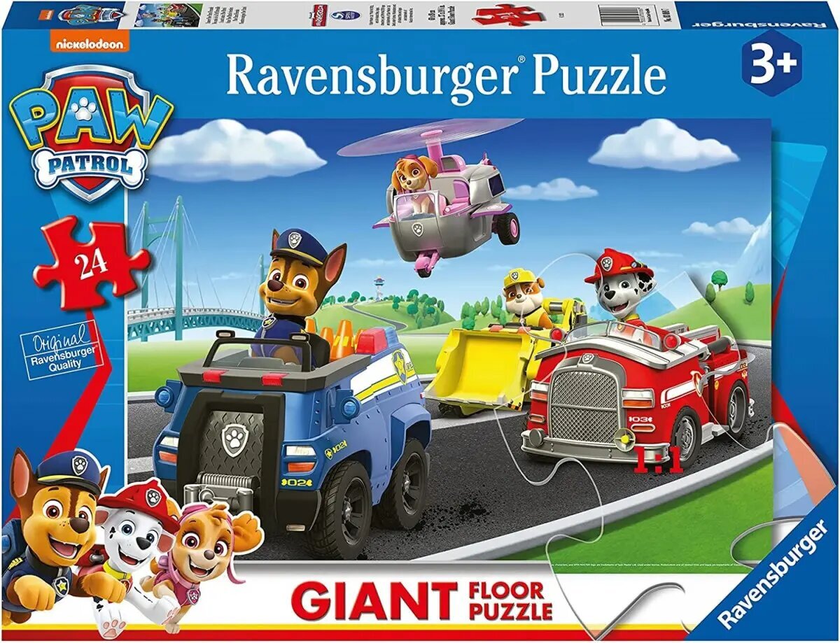 Dėlionė su šunyčiais patruliais Ravensburger Paw Patrol Giant, 24 d. kaina ir informacija | Dėlionės (puzzle) | pigu.lt