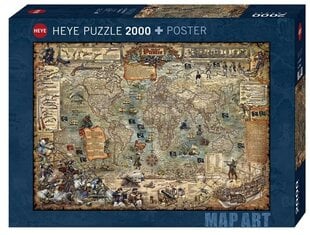 Dėlionė su piratų žemėlapiu Heye Map Art, 2000 d. kaina ir informacija | Dėlionės (puzzle) | pigu.lt