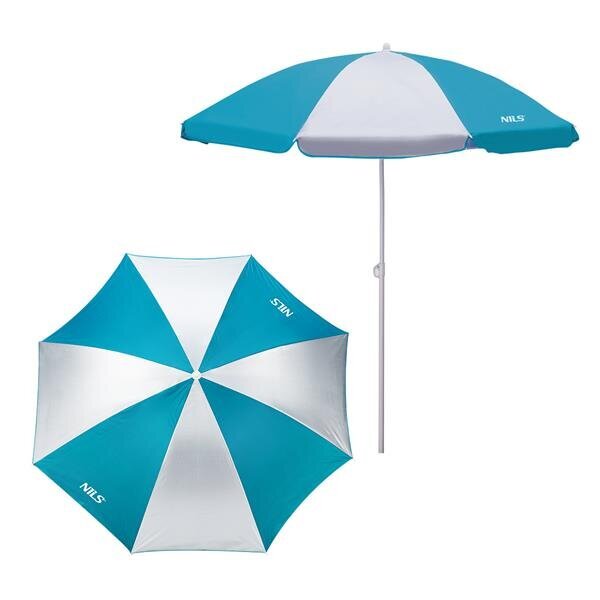 Paplūdimio skėtis Nils NC7813, baltas/mėlynas цена и информация | Skėčiai, markizės, stovai | pigu.lt
