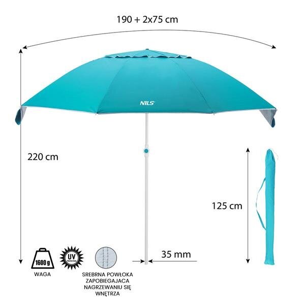 Paplūdimio skėtis Nils NC7822, mėlynas kaina ir informacija | Skėčiai, markizės, stovai | pigu.lt