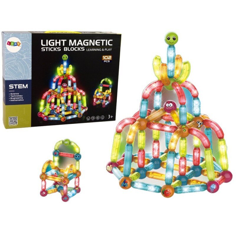 3D magnetinis konstruktorius LeanToys, 102 d. kaina ir informacija | Konstruktoriai ir kaladėlės | pigu.lt