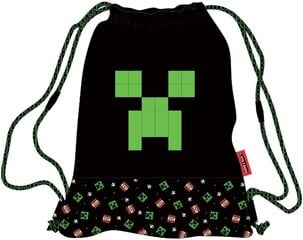 Sporto krepšys Minecraf Creeper, juodas kaina ir informacija | Kuprinės mokyklai, sportiniai maišeliai | pigu.lt