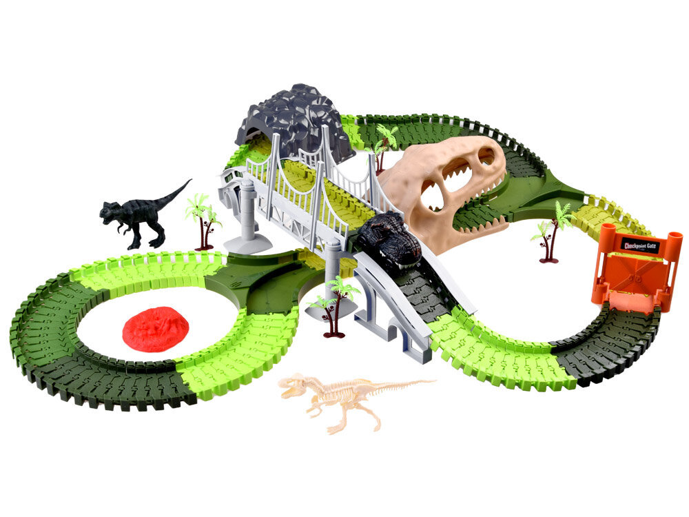 Automobilių trasa su dinozauru, 233 det. kaina ir informacija | Žaislai berniukams | pigu.lt