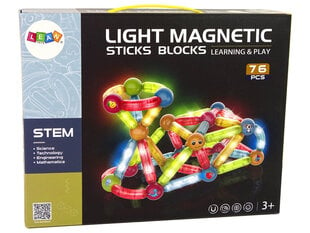 Магнитный строительный набор LeanToys, 76 дет цена и информация | Конструкторы и кубики | pigu.lt