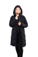 Luhta moteriškas žieminis paltas HELLESBY, juodas kaina ir informacija | Striukės moterims | pigu.lt