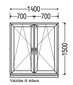 Plastikinis 2 dalių varstomas langas, baltos spalvos kaina ir informacija | Plastikiniai langai | pigu.lt