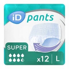 Подгузники для взрослых iD Pants Super, размер L, 12 шт. цена и информация | Подгузники, прокладки, одноразовые пеленки для взрослых | pigu.lt