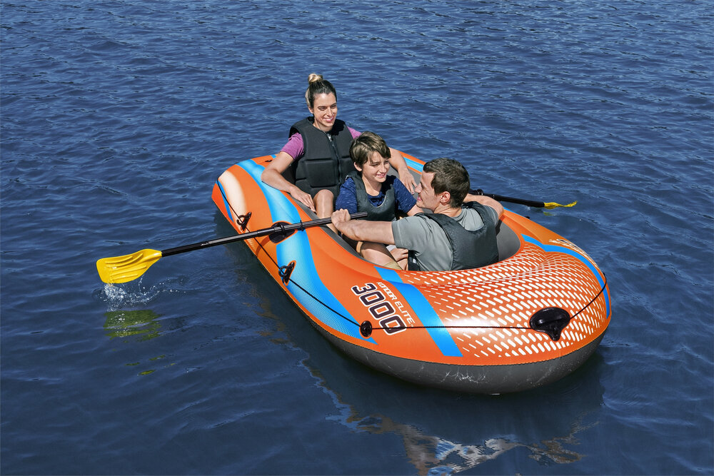 Pripučiama trivietė valtis Bestway Konder Elite 3000, 246 x 122 x 45 cm, oranžinė kaina ir informacija | Valtys ir baidarės | pigu.lt