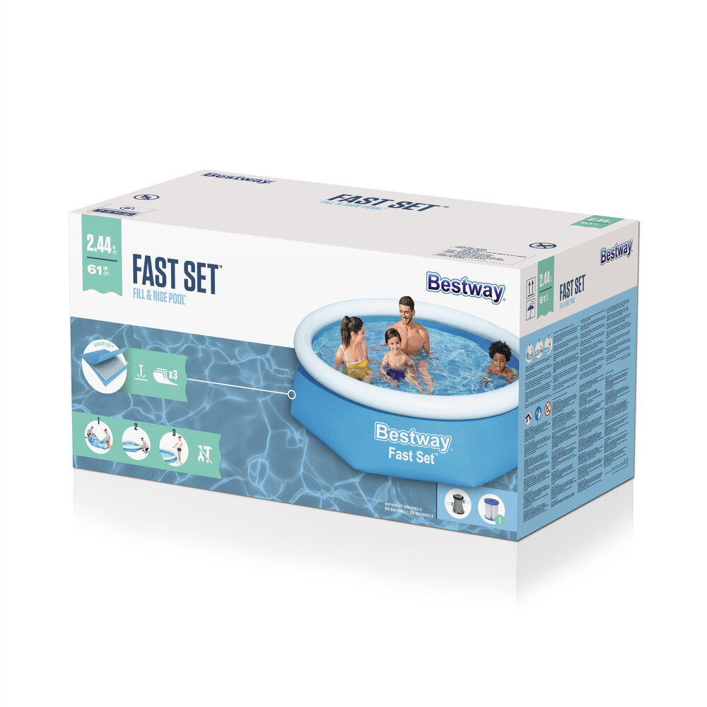 Baseinas Bestway Fast Set, 244 x 61 cm, su filtru цена и информация | Baseinai | pigu.lt