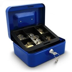 Metalinė dėžutė pinigams 20 cm., mėlynos spalvos kaina ir informacija | Seifai | pigu.lt