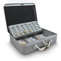 Ящик для монет светло-серый металлический сберегатель 30 см прочный цена и информация | Сейфы | pigu.lt
