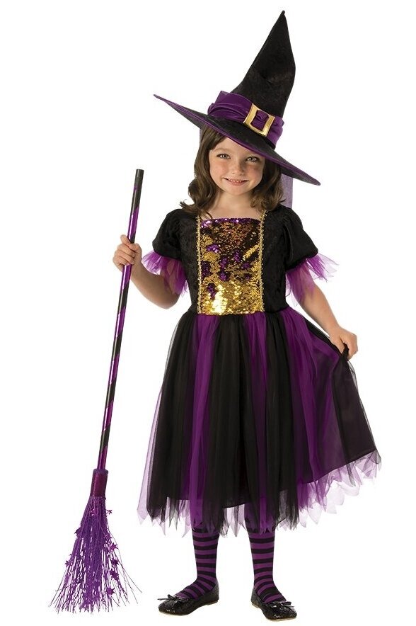 Karnavalinis kostiumas Raganaitė, juodas/violetinis kaina ir informacija | Karnavaliniai kostiumai | pigu.lt