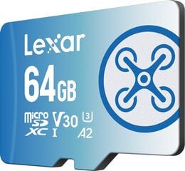 Lexar Fly MICROSDXC 1066X UHS-I / R160/W60MB (C10/A2/V30/U3) 64GB цена и информация | Карты памяти для телефонов | pigu.lt