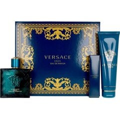 Набор Versace Eros для мужчин: парфюмированная вода EDP, 100 мл + парфюмированная вода EDP, 10 мл + гель для душа, 150 мл цена и информация | Мужские духи | pigu.lt