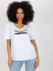 Marškinėliai moterims Fancy 2016103369072, balti kaina ir informacija | Marškinėliai moterims | pigu.lt
