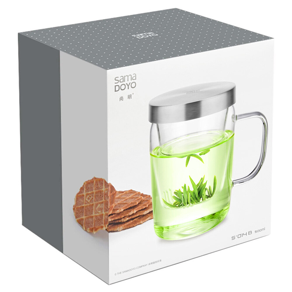Samadoyo Premium arbatos puodelis su stikliniu filtru 3in1, 500 ml kaina ir informacija | Taurės, puodeliai, ąsočiai | pigu.lt