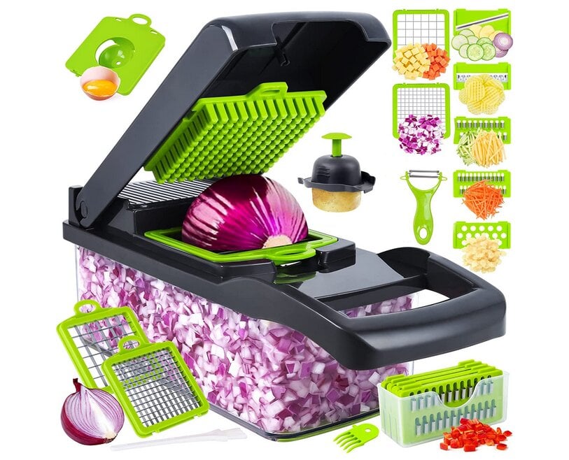 Daržovių pjaustyklė-smulkintuvas, 14 dalių цена и информация | Virtuvės įrankiai | pigu.lt