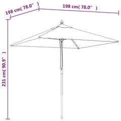 Sodo skėtis su mediniu stulpu VidaXL, pilkas kaina ir informacija | Skėčiai, markizės, stovai | pigu.lt