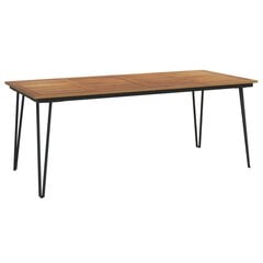 Sodo stalas su segtuko formos kojomis, 200x90x75cm, rudas kaina ir informacija | Lauko stalai, staliukai | pigu.lt