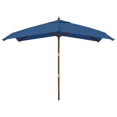 Sodo skėtis su mediniu stulpu, tamsiai mėlynas, 300x300x273cm kaina ir informacija | Skėčiai, markizės, stovai | pigu.lt